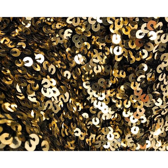 B.DARLIN Juniors Sequined A-Line Mini Dress 9/10 Black Gold Sleeveless NWT - Picture 7 of 9